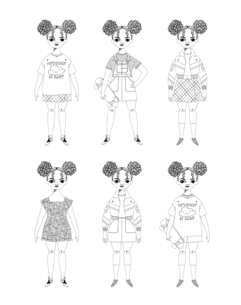 Frankie Paper Doll Coloring Kit - bubblegum market