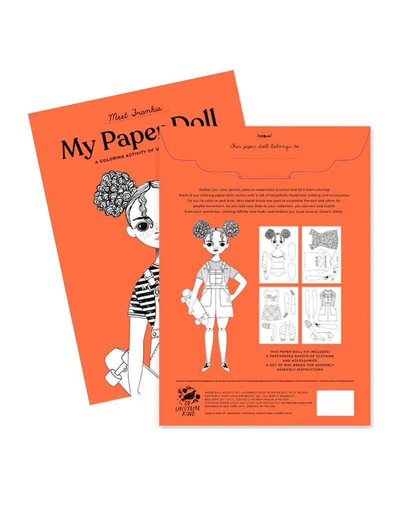 Frankie Paper Doll Coloring Kit - bubblegum market