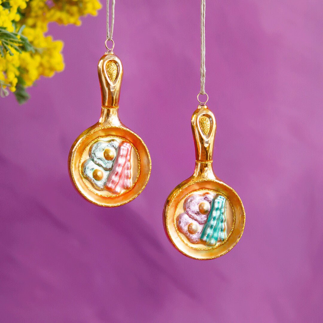 Glitterville Studios Frying Pan Ornament 5" - bubblegum market