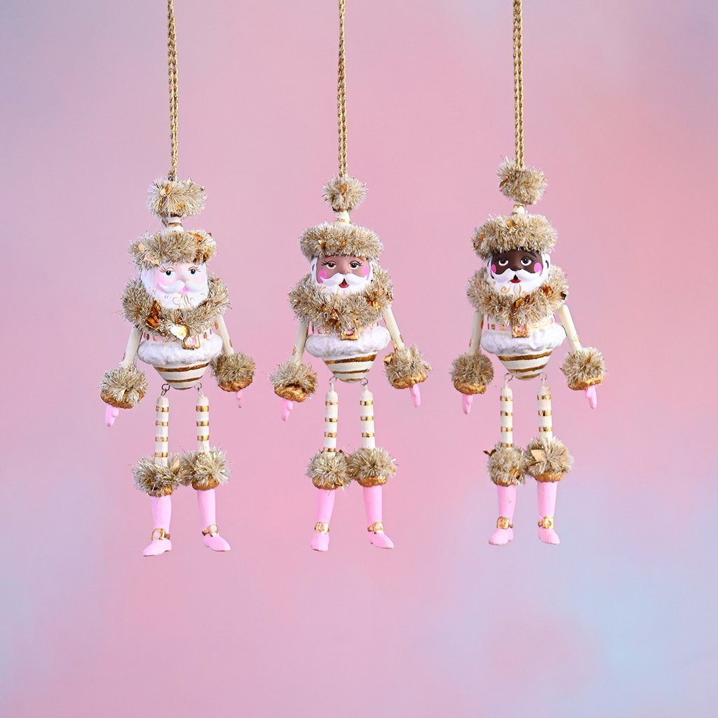 Glitterville Studios Gold & Blush Brown Papa Noel Ornament 6.5" - bubblegum market
