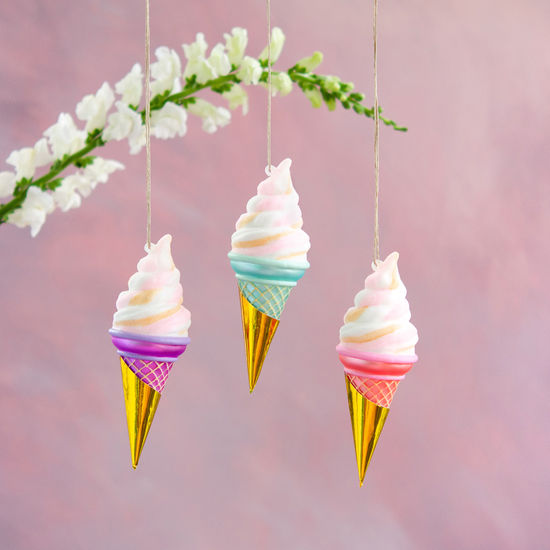 Glitterville Studios Ice Cream Cone Ornament 6.75"