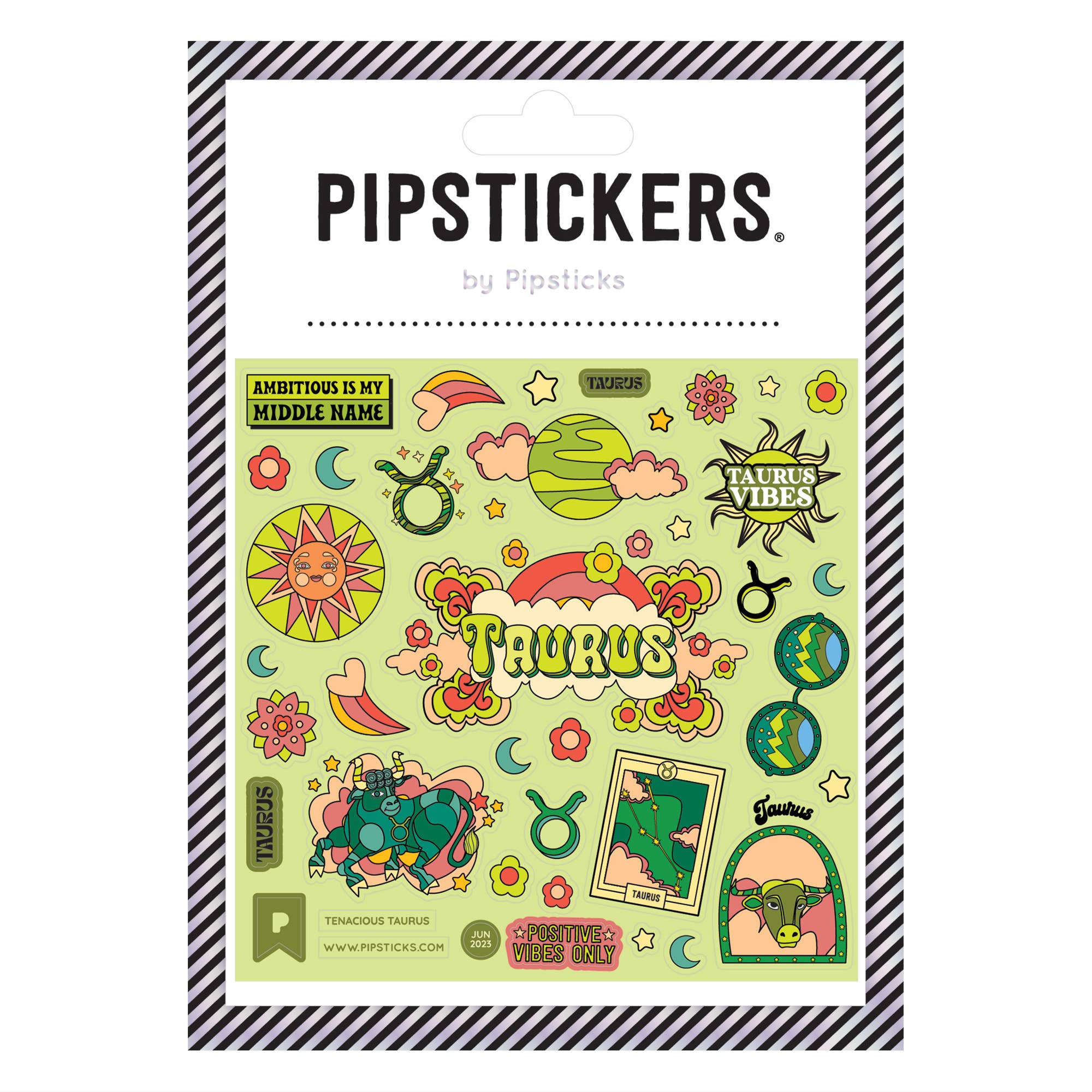 Glow - in - the - Dark Tenacious Taurus Stickers - bubblegum market