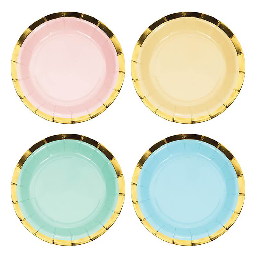 Gold Trimmed Pastel Plates 7" - bubblegum market