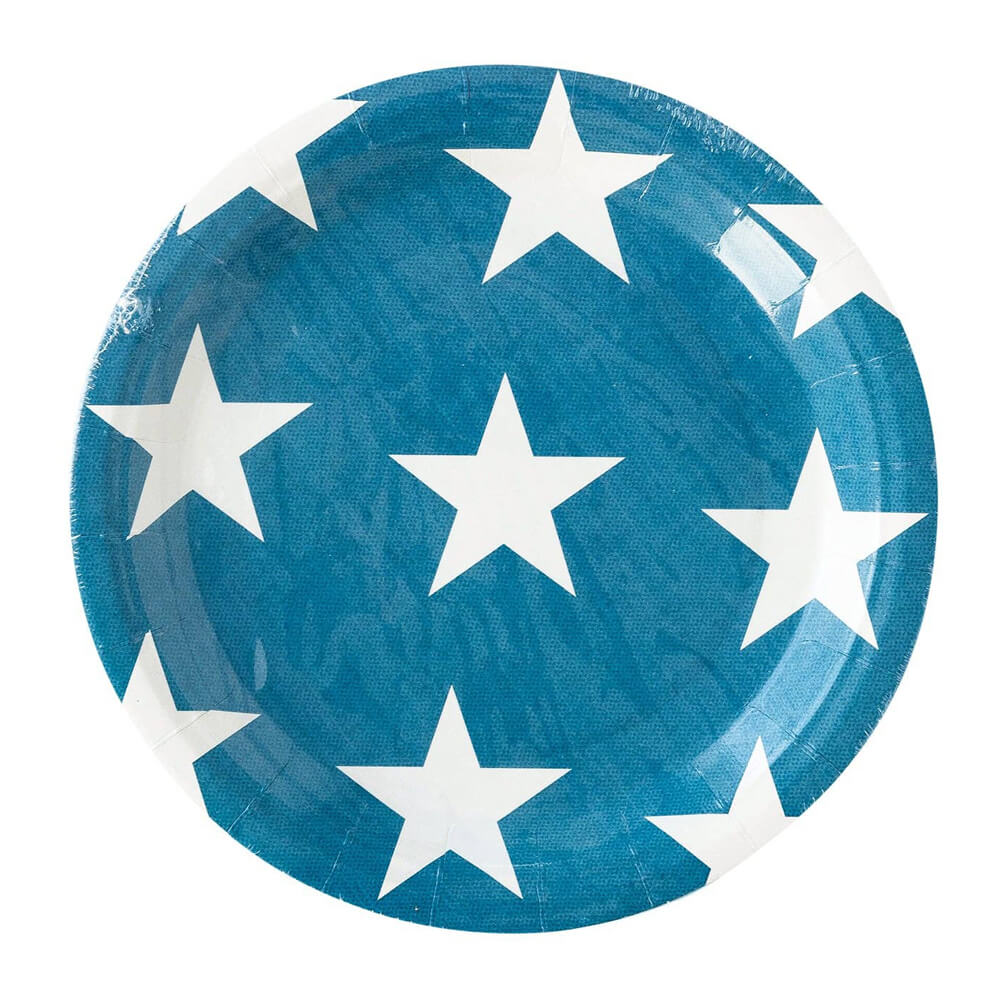 Hamptons Navy Star Paper Plates 9" - bubblegum market