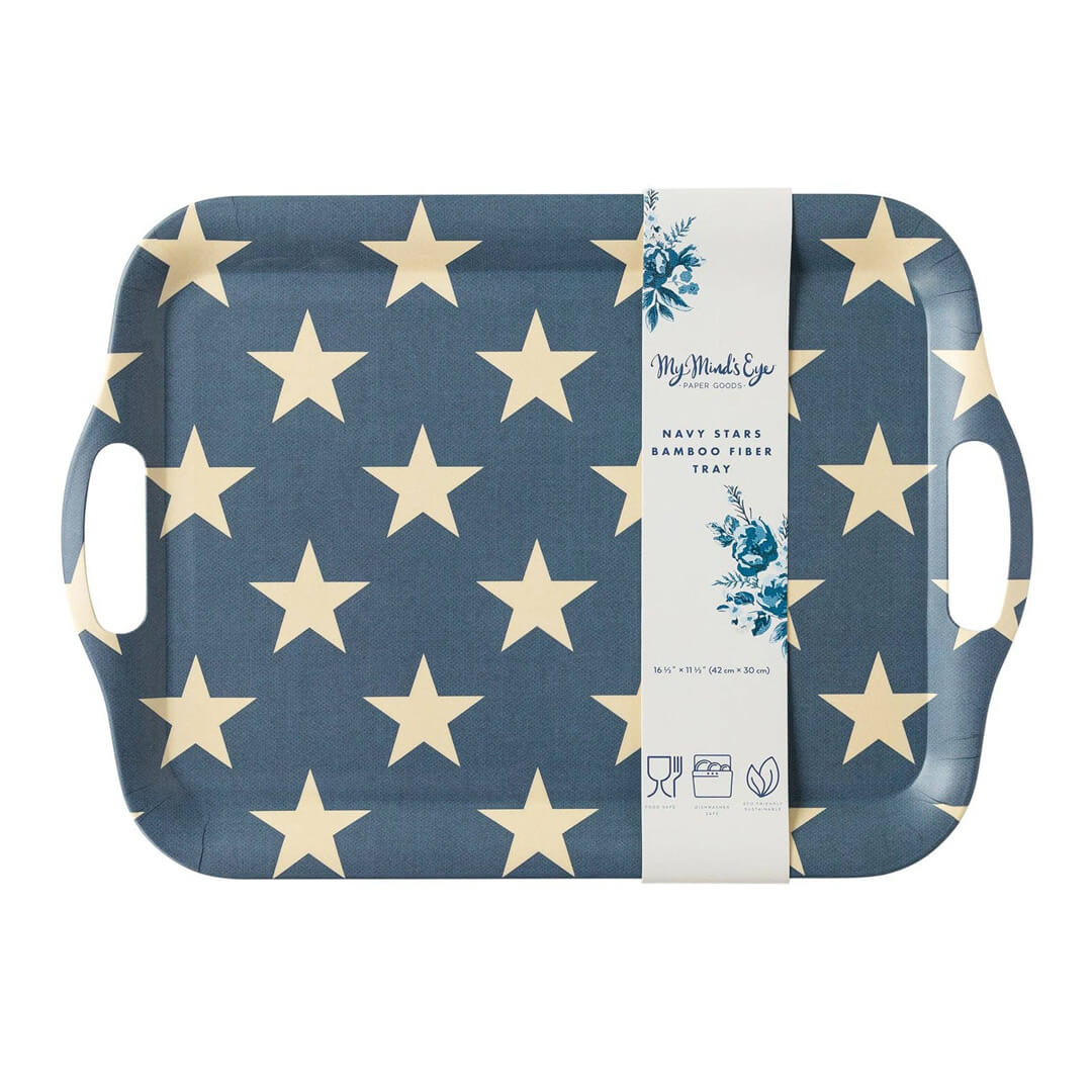 Hamptons Navy Star Reusable Bamboo Tray - bubblegum market