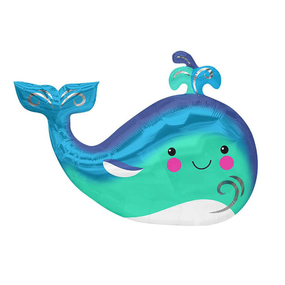 Happy Whale Foil Balloon 34" - bubblegum market