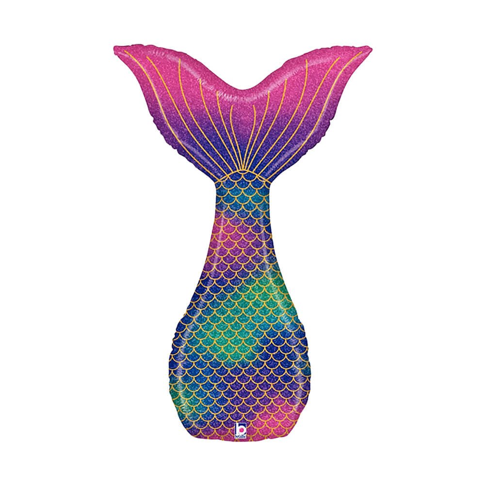 Holographic Glitter Mermaid Tail Foil Balloon 46" - bubblegum market