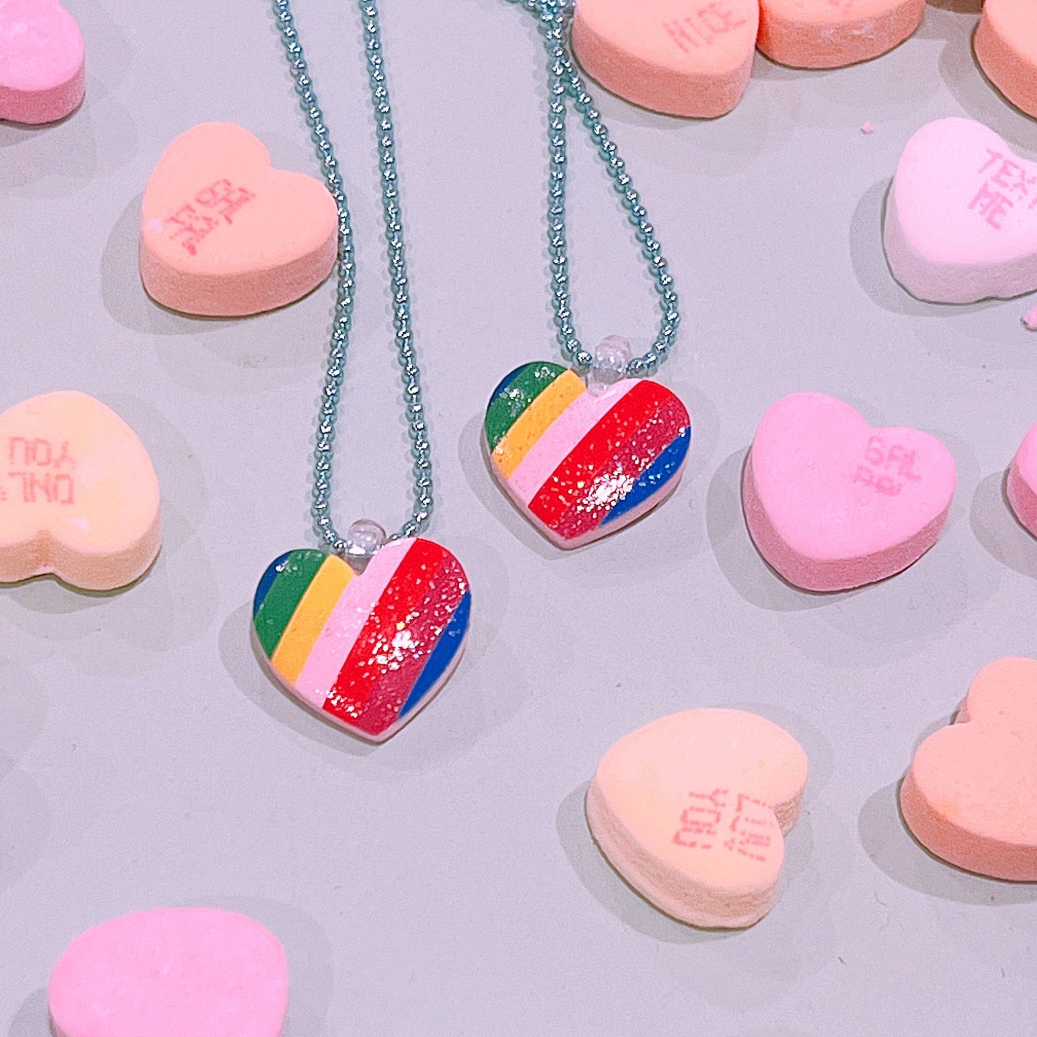 Kids Rainbow Heart Necklace - bubblegum market
