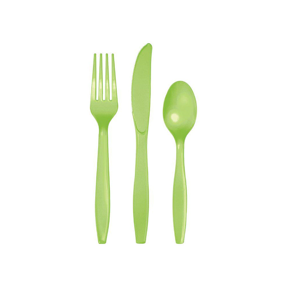 Lime Green Plastic Cutlery Set 24ct