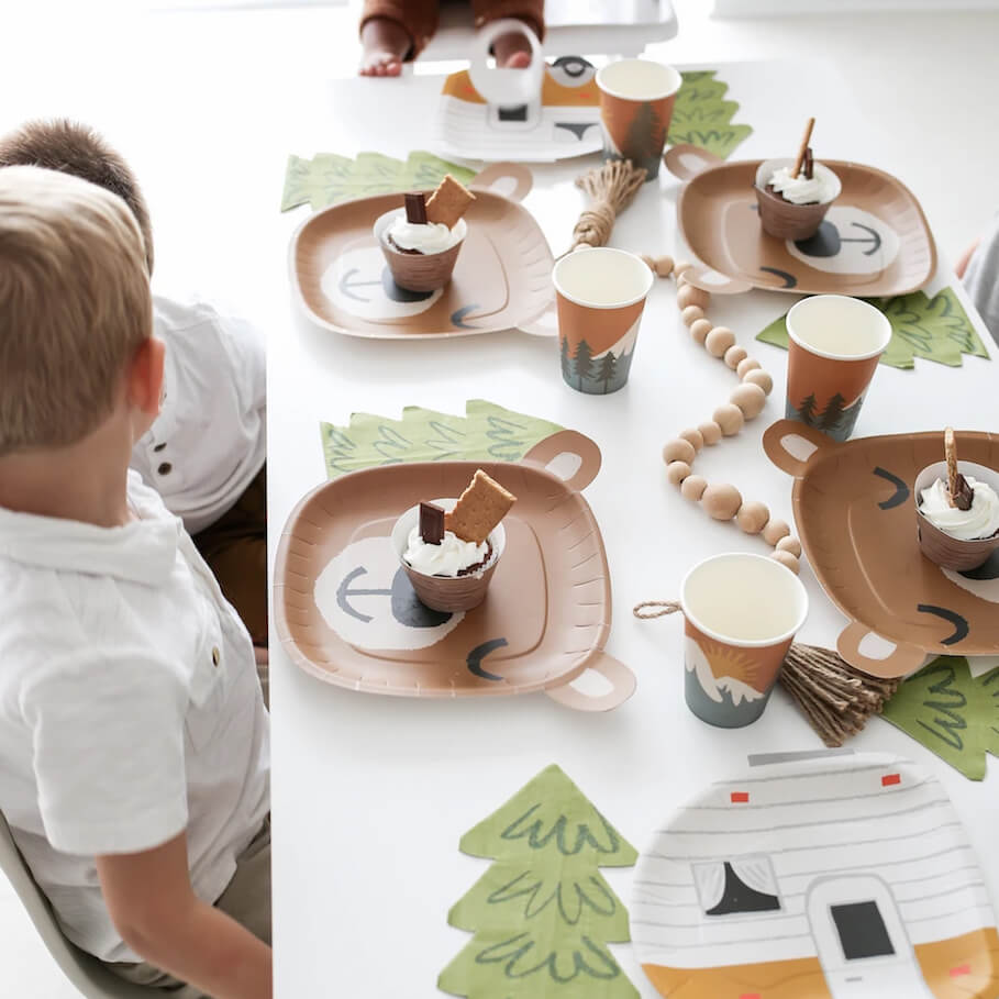 lucy-darling-party-in-a-box-little-camper-lifestyle-bear-plates-camper-tree-napkins