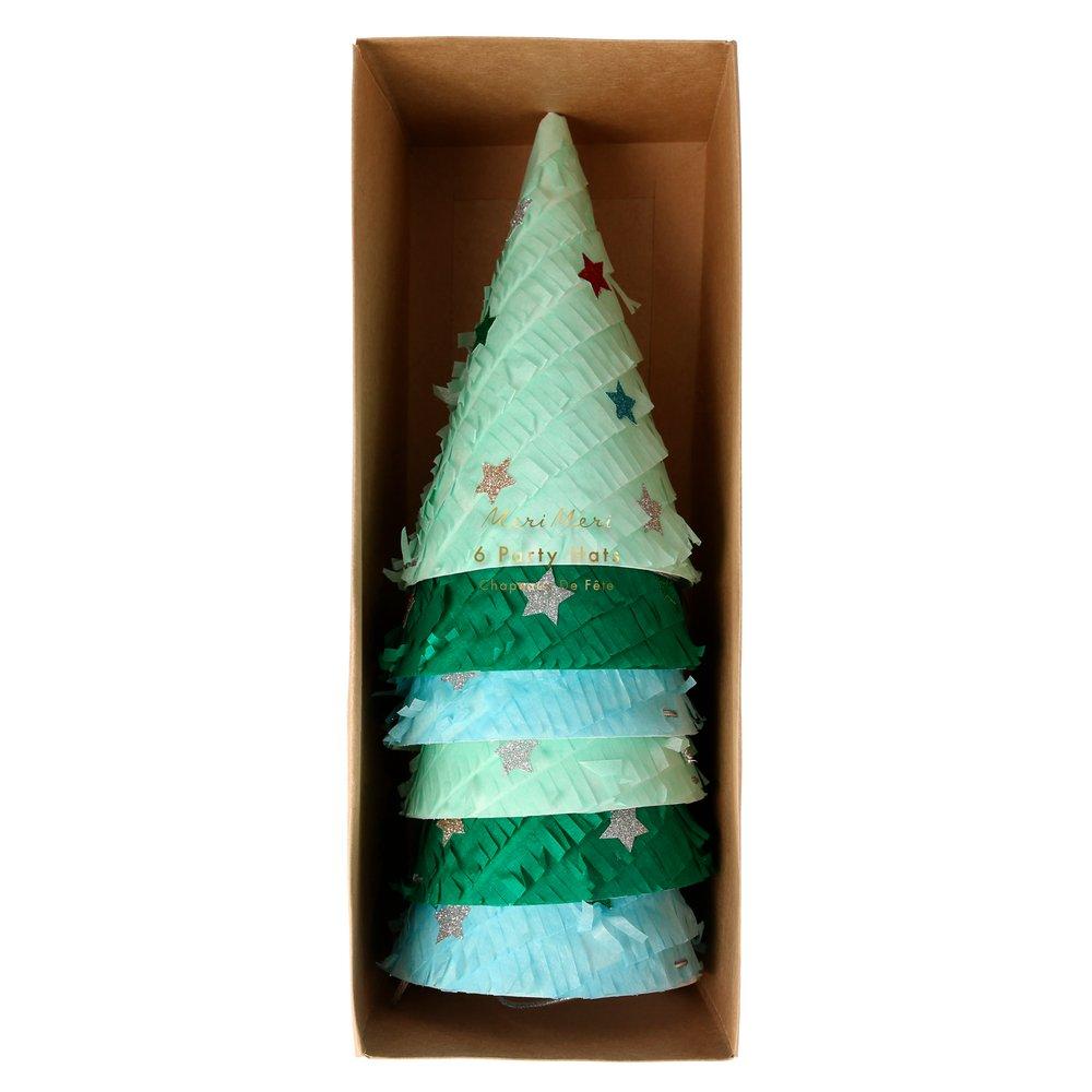 Meri Meri Fringed Christmas Tree Party Hats - bubblegum market