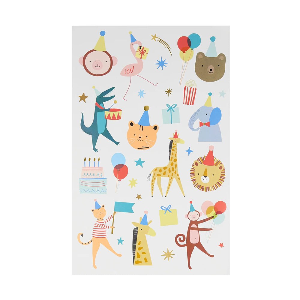 Meri Meri Party Animal Parade Tattoo Sheets - bubblegum market