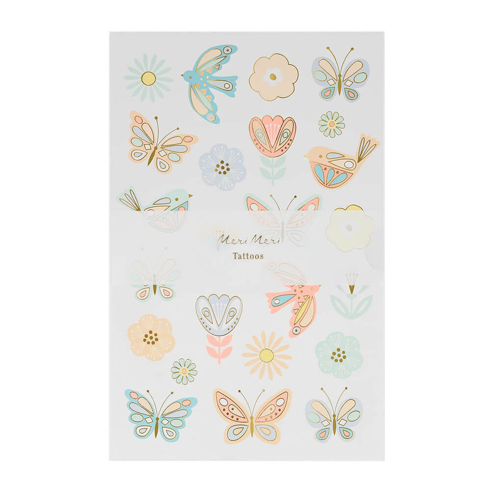 Meri Meri Party Birds and Butterflies Tattoo Sheets - bubblegum market