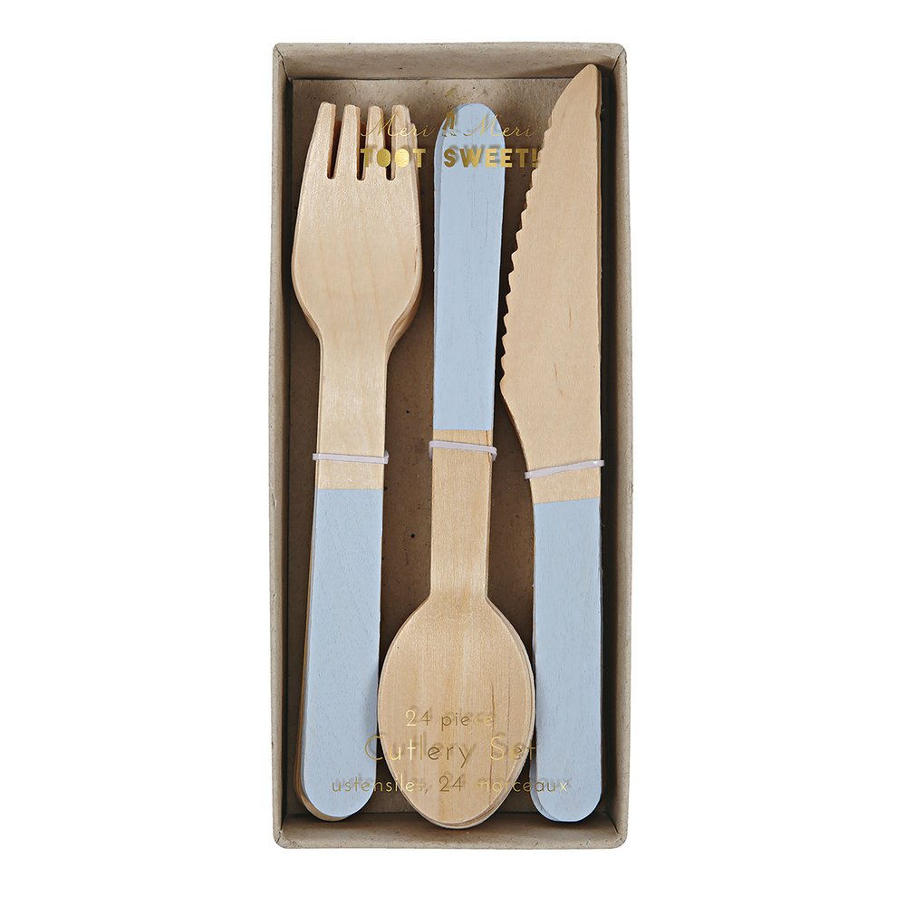 Meri Meri Party Blue Wooden Cutlery Set