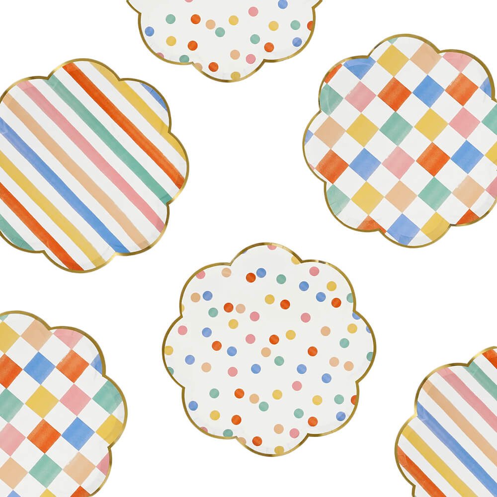 Meri Meri Party Colorful Pattern Side Plates 8.5" - bubblegum market