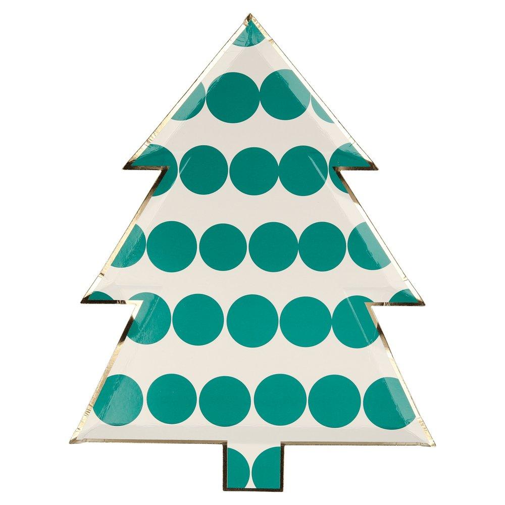     meri-meri-party-dark-green-dot-patterned-christmas-tree-plates