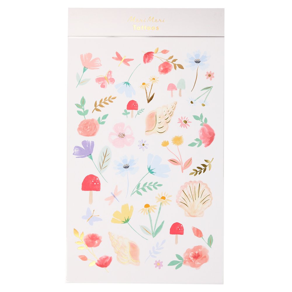 meri-meri-party-floral-tattoo-sheets-fairy-mushroom-flowers-shells