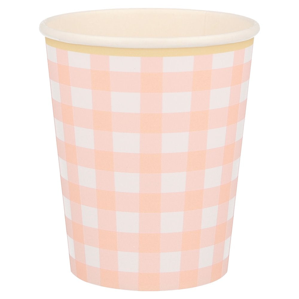 meri-meri-party-gingham-cups-coral-with-yellow