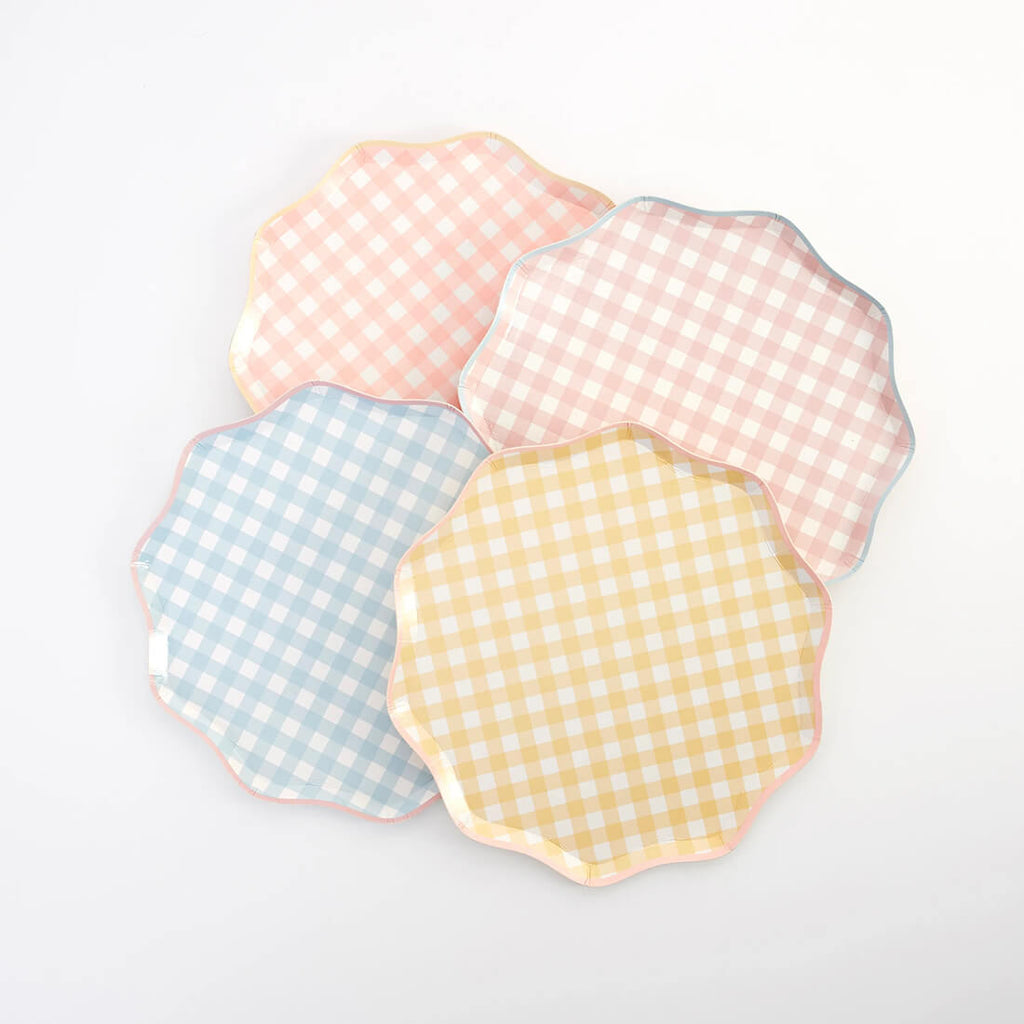 meri-meri-party-gingham-side-plates-4-assorted-colors-pink-coral-yellow-blue