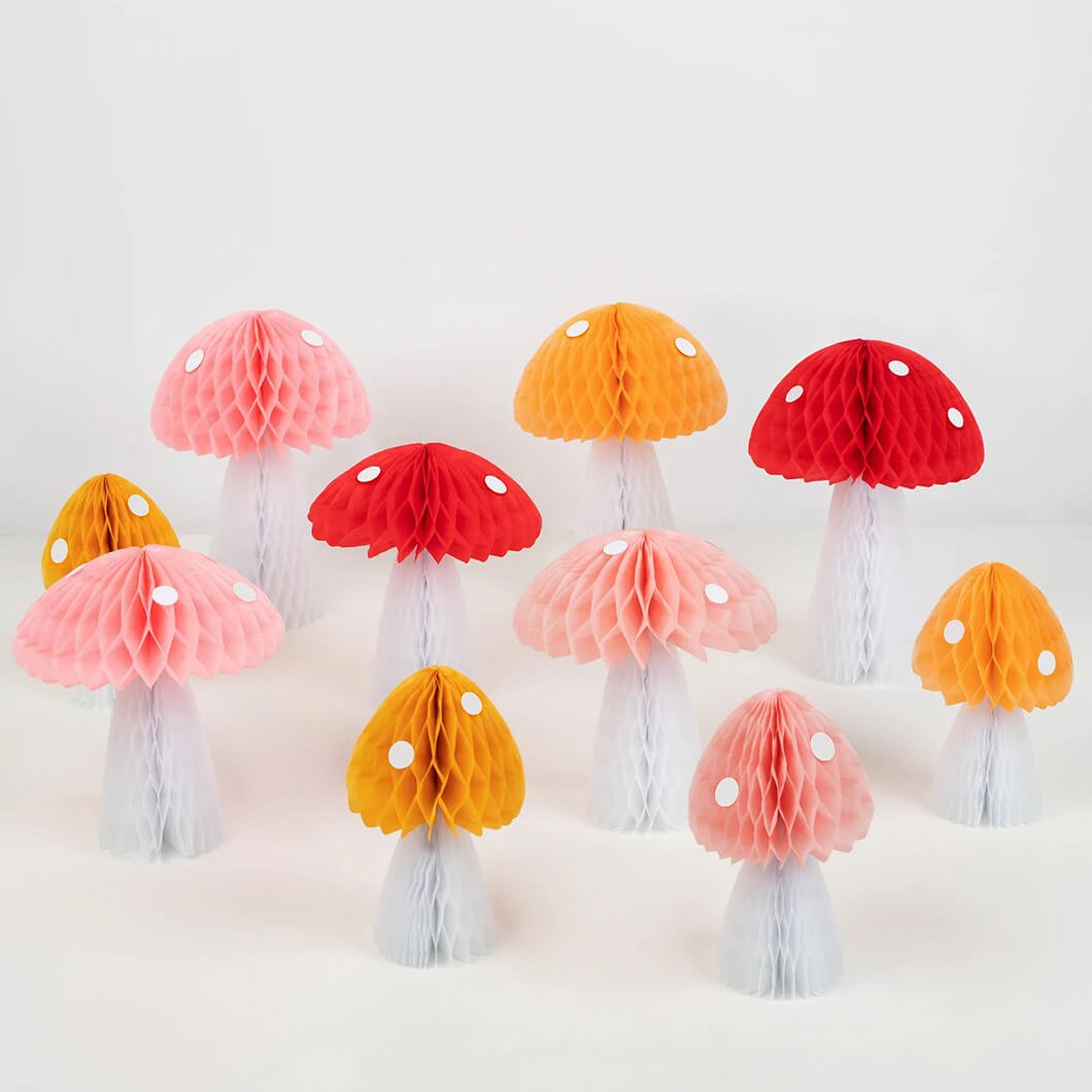 Meri Meri Party Honeycomb Mushroom Decorations - bubblegum market