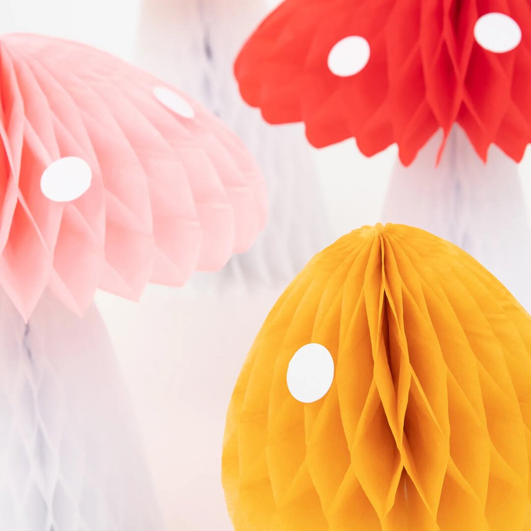 Meri Meri Party Honeycomb Mushroom Decorations - bubblegum market