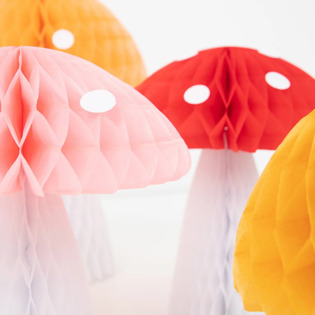 Meri Meri Party Honeycomb Mushroom Decorations - bubblegum market