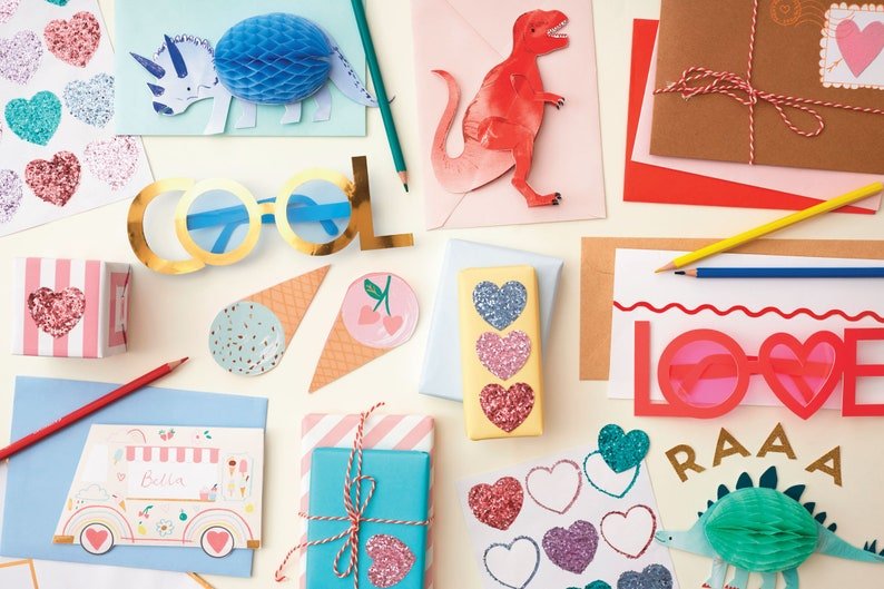 Meri Meri Party Ice Cream Cone Valentine Cards & Friendship Bracelets (12ct) - bubblegum market