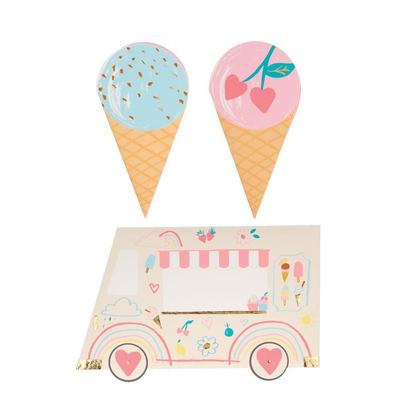 Meri Meri Party Ice Cream Cone Valentine Cards & Friendship Bracelets (12ct) - bubblegum market