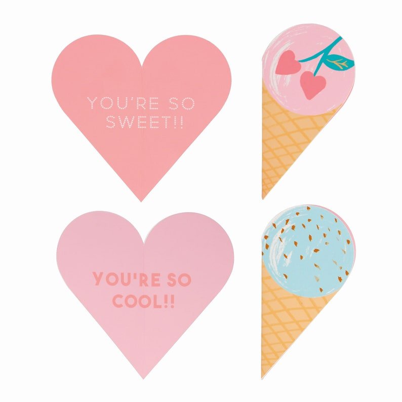 Meri Meri Party Ice Cream Cone Valentine Cards & Friendship Bracelets (12ct) - bubblegum market