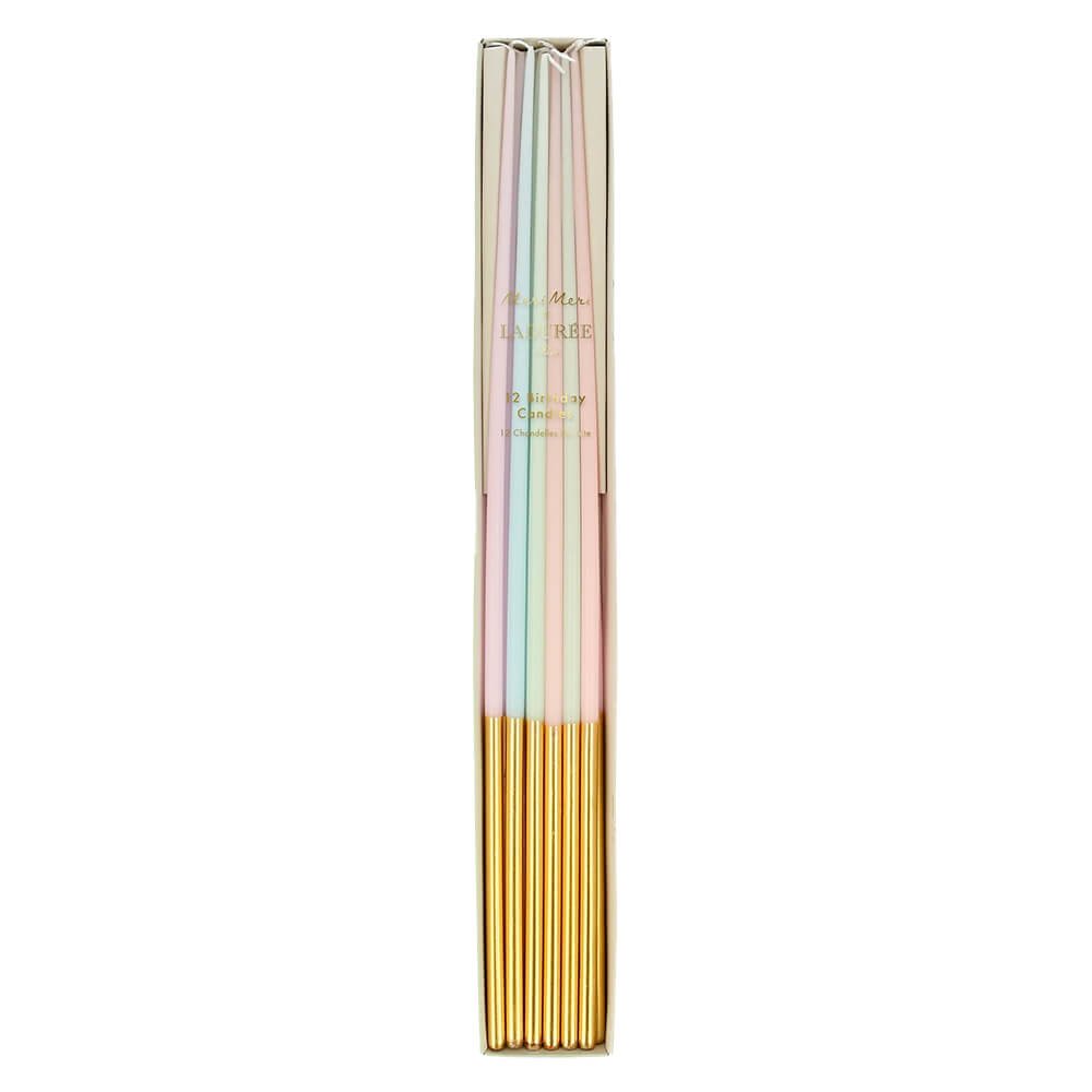 Meri Meri Party Ladurée Paris Gold Dipped Tall Tapered Candles - bubblegum market