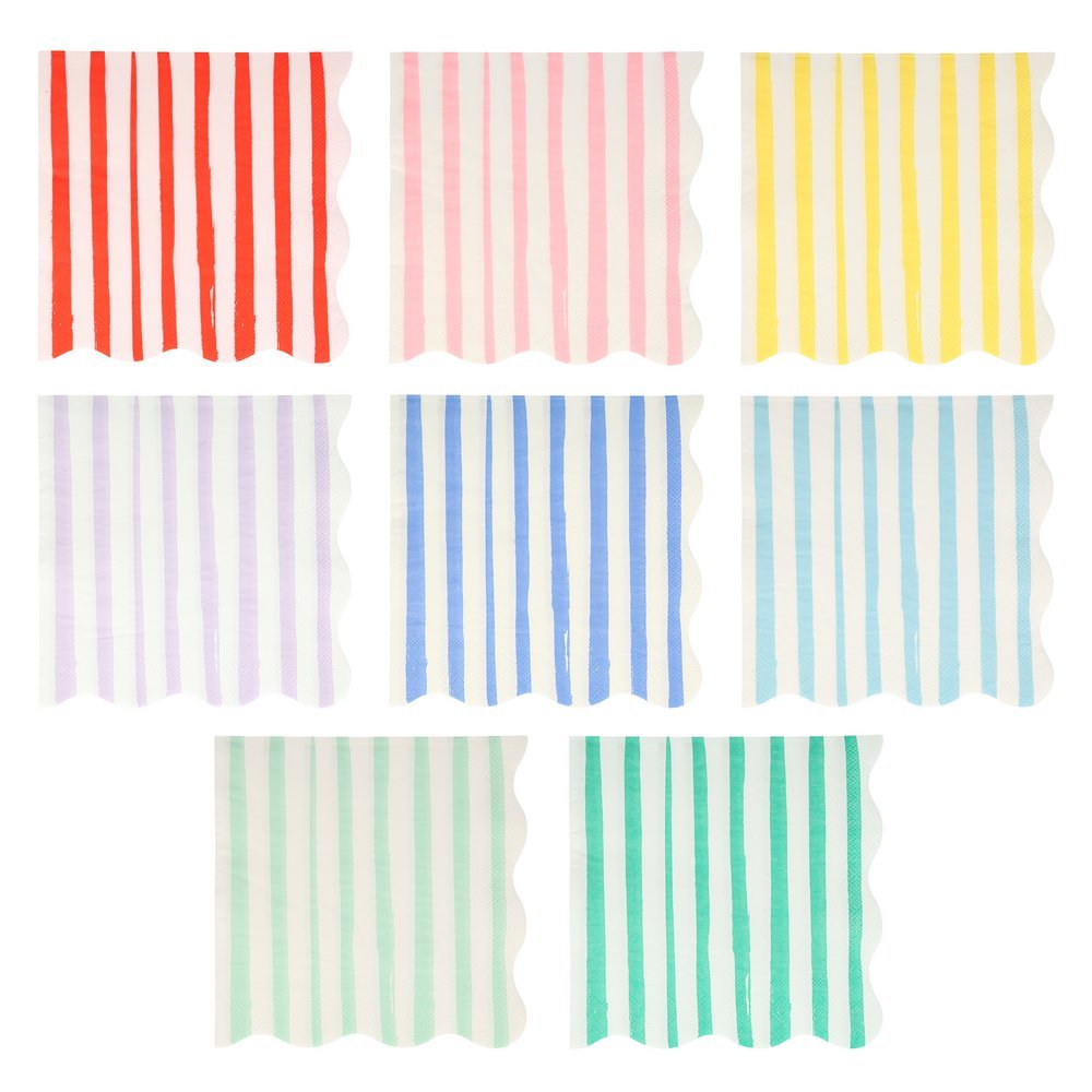Meri Meri Party Mixed Stripe Large Napkins - bubblegum market