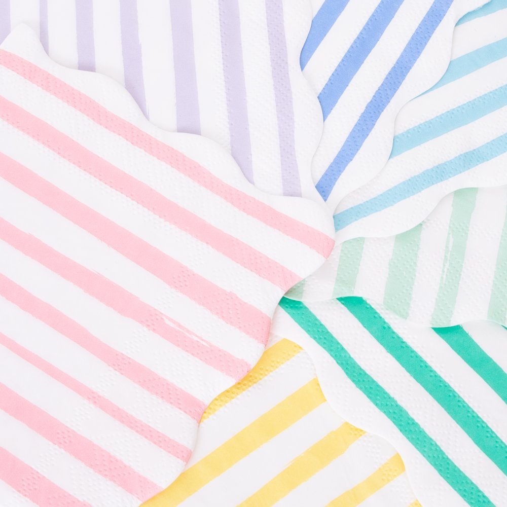 Meri Meri Party Mixed Stripe Large Napkins - bubblegum market
