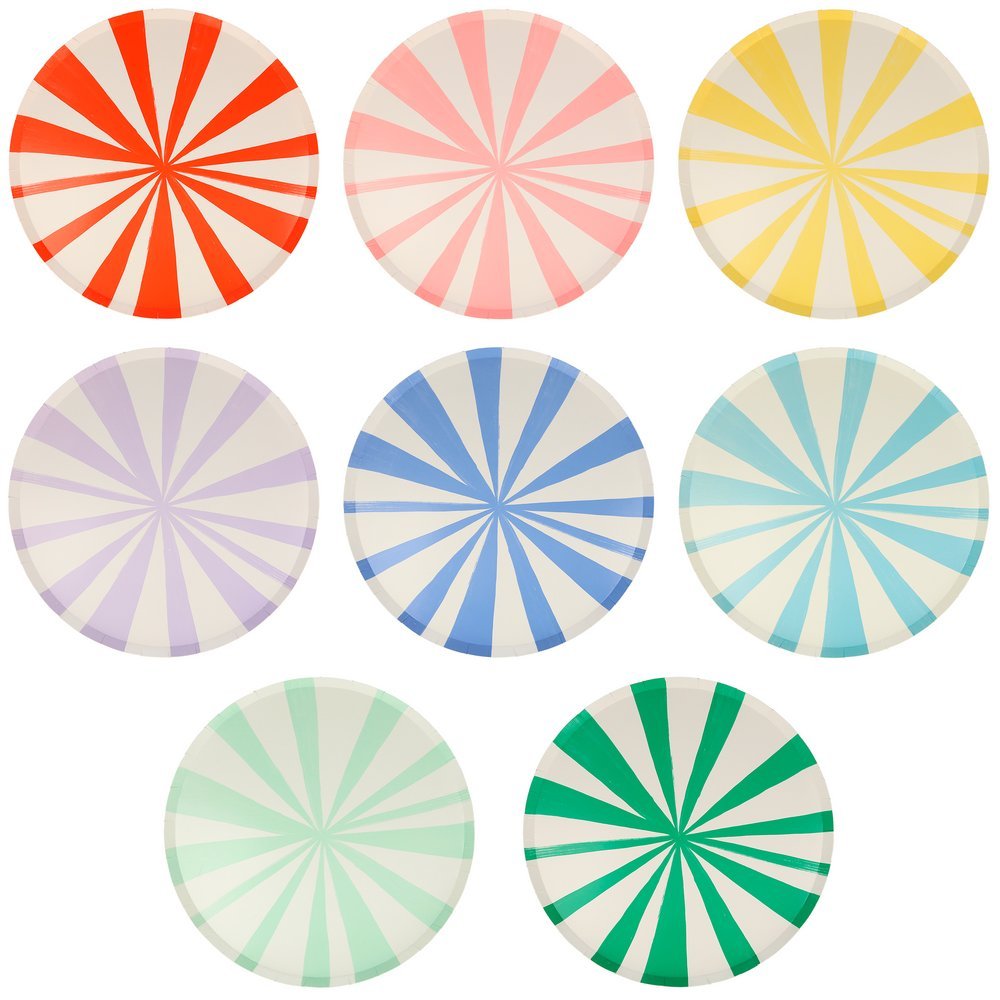 Meri Meri Party Mixed Stripe Side Plates 8.5" - bubblegum market