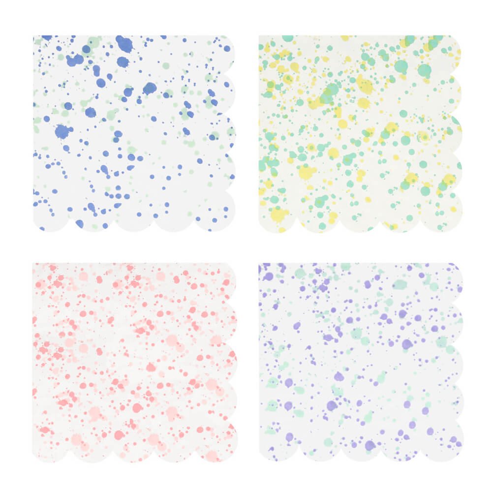 Meri Meri Party Paint - Splattered Speckled Large Napkins - bubblegum market