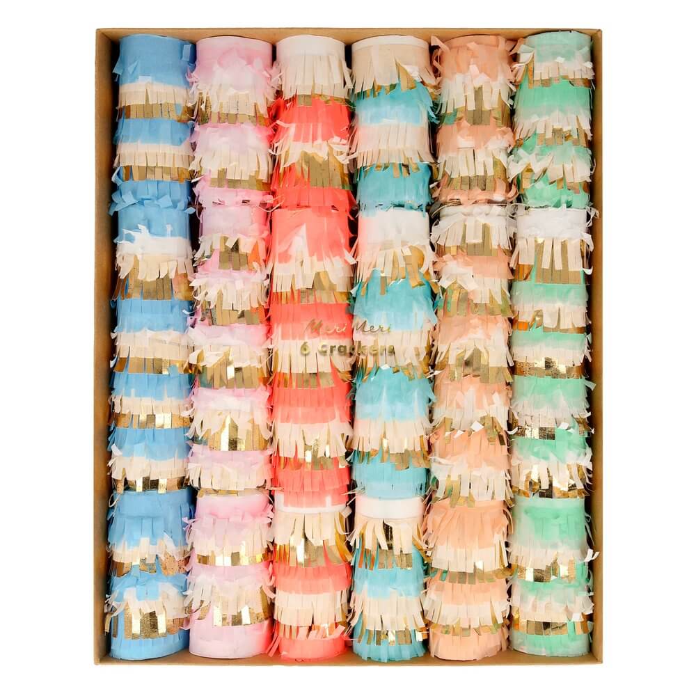 Meri Meri Party Pastel Fringe Medium Crackers - bubblegum market