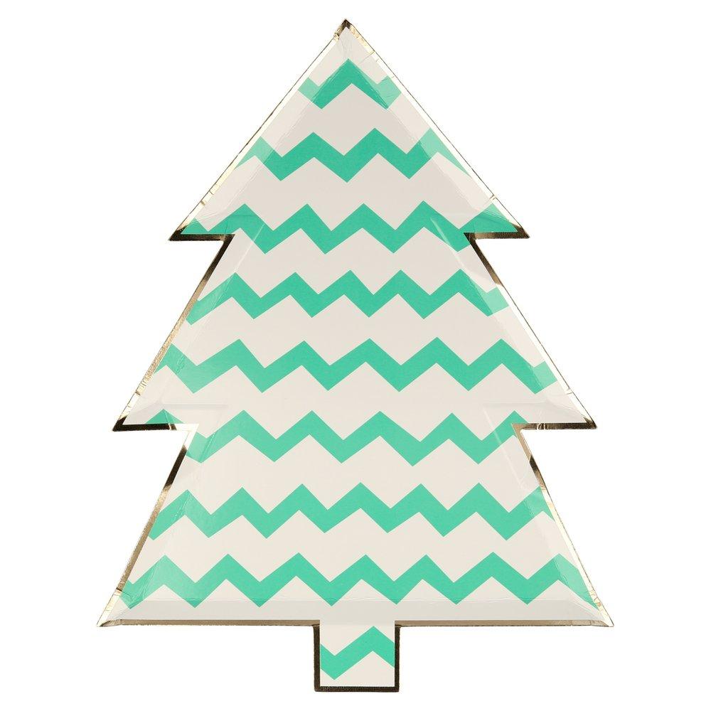 Meri Meri Party Patterned Christmas Tree Plates 10.25" - bubblegum market
