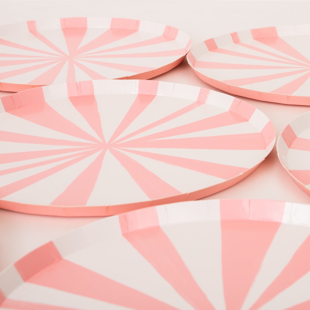 Meri Meri Party Pink Stripe Side Plates 8.5" - bubblegum market