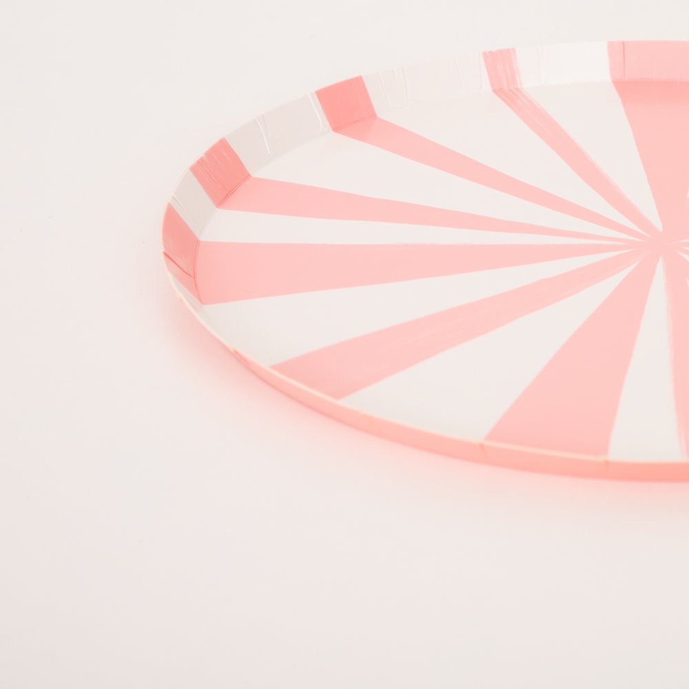 Meri Meri Party Pink Stripe Side Plates 8.5" - bubblegum market