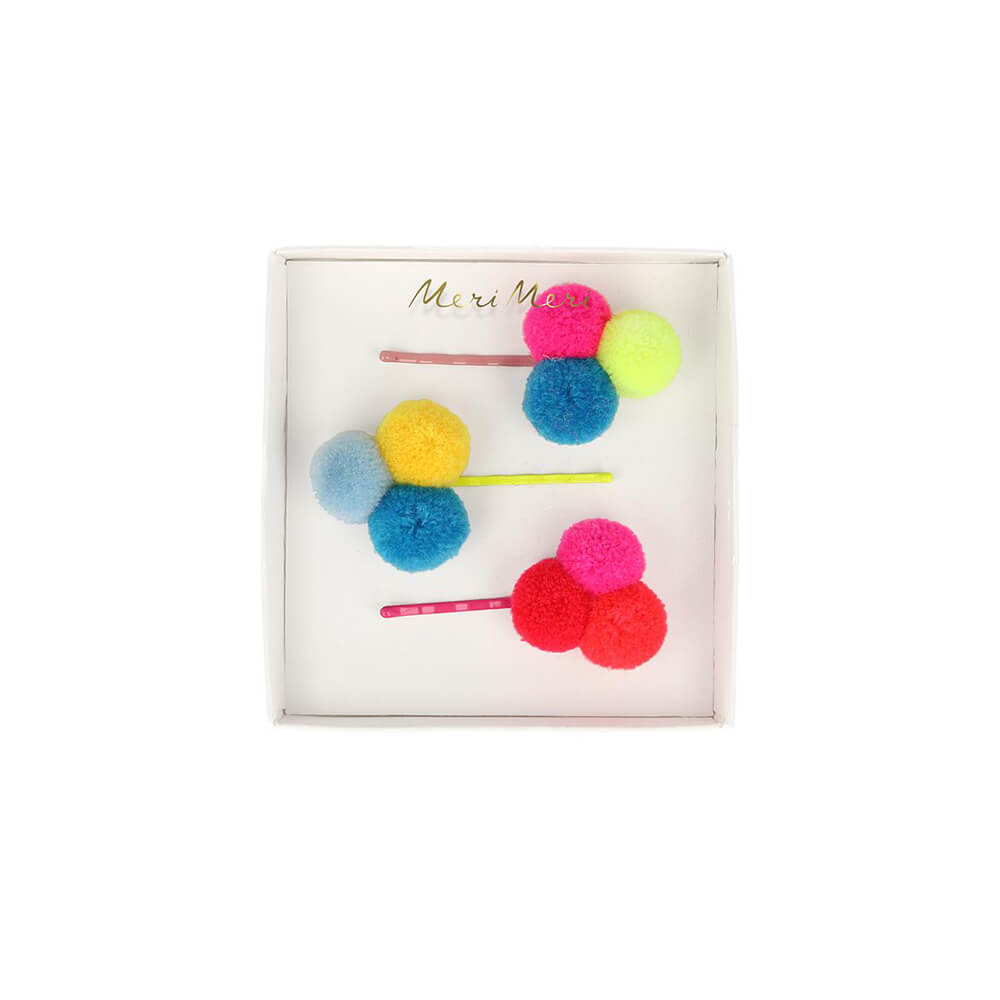Meri Meri Party Pompom Hair Slides - bubblegum market