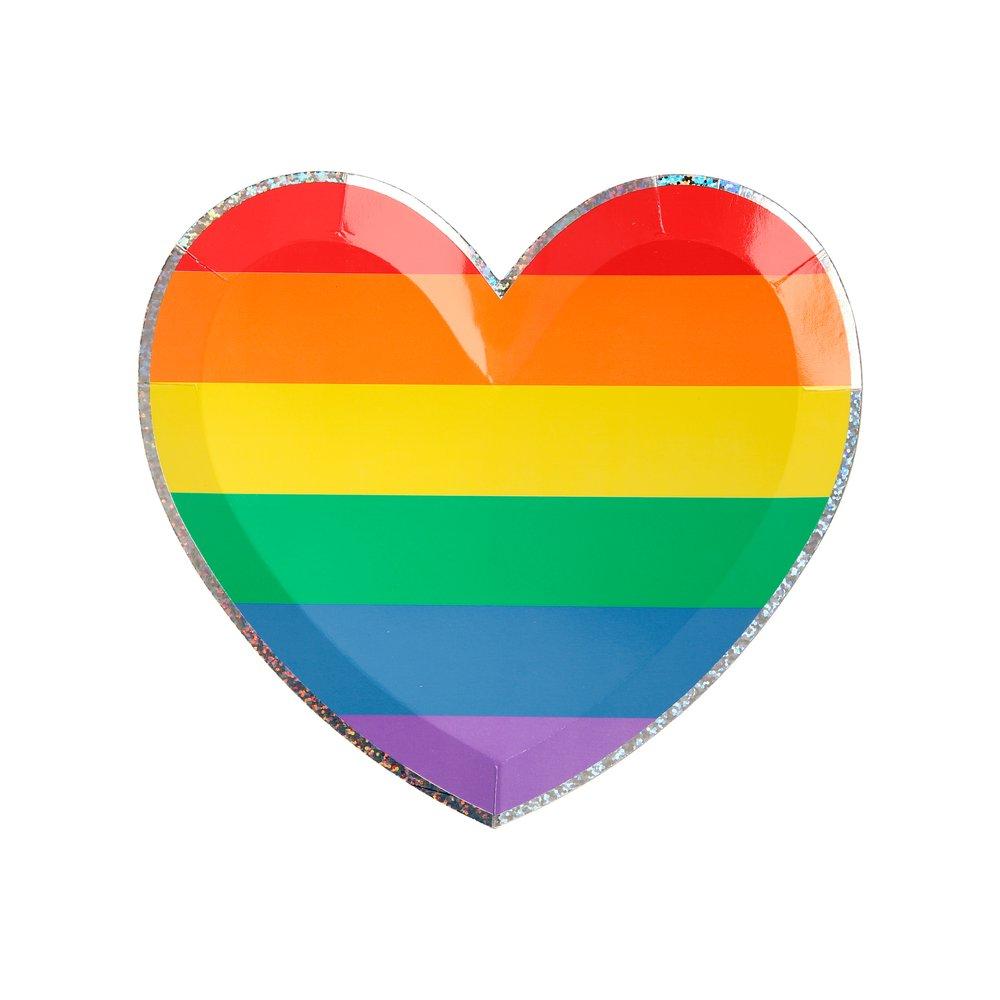 Meri Meri Party Rainbow Heart Small Plates 7.75" - bubblegum market