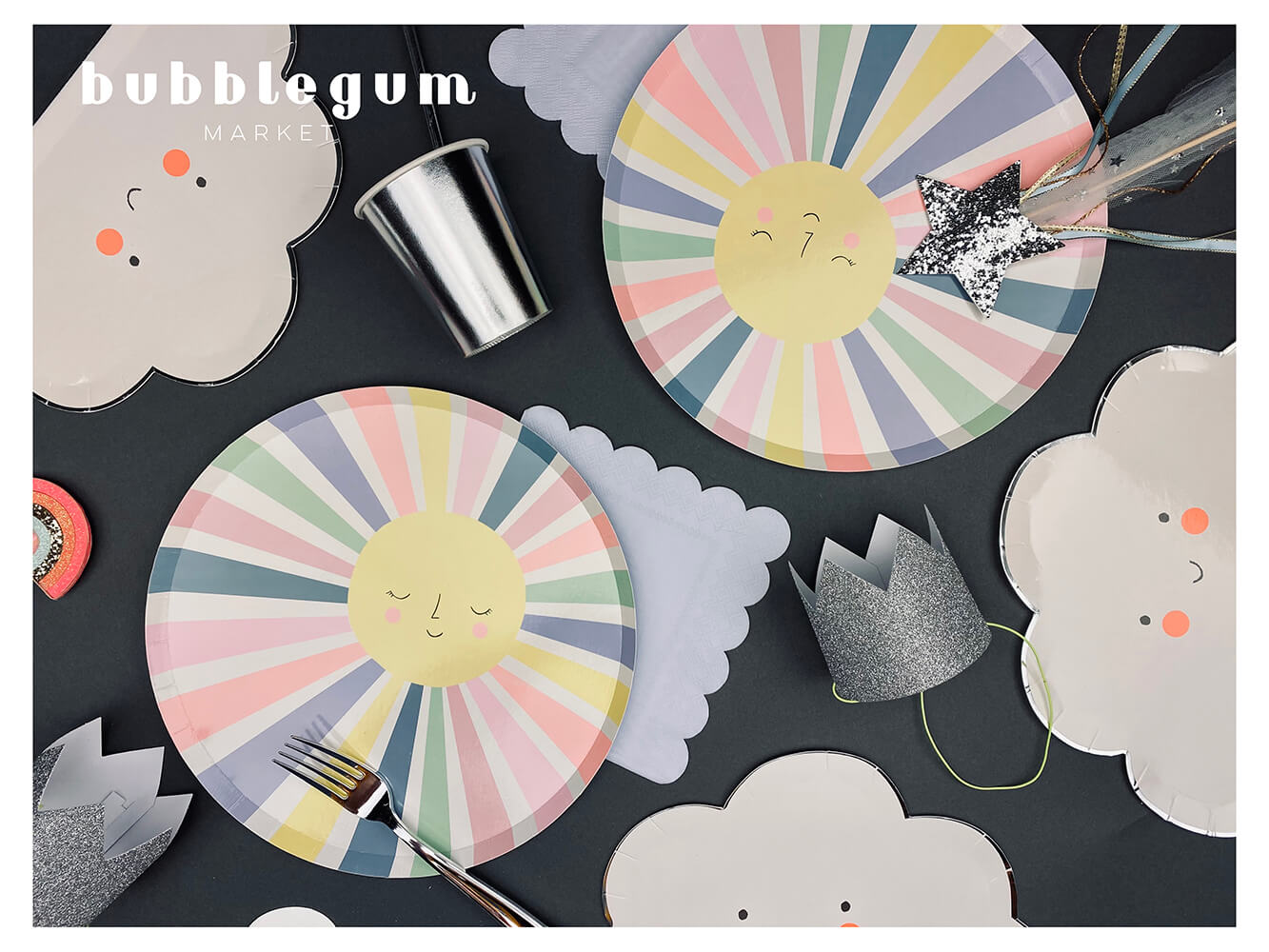 Meri Meri Party Rainbow Sun Dinner Plates 10.5" - bubblegum market