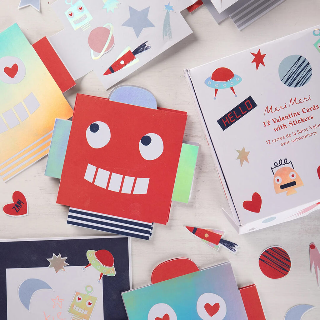 meri-meri-party-robot-concertina-valentine-cards-stickers-styled