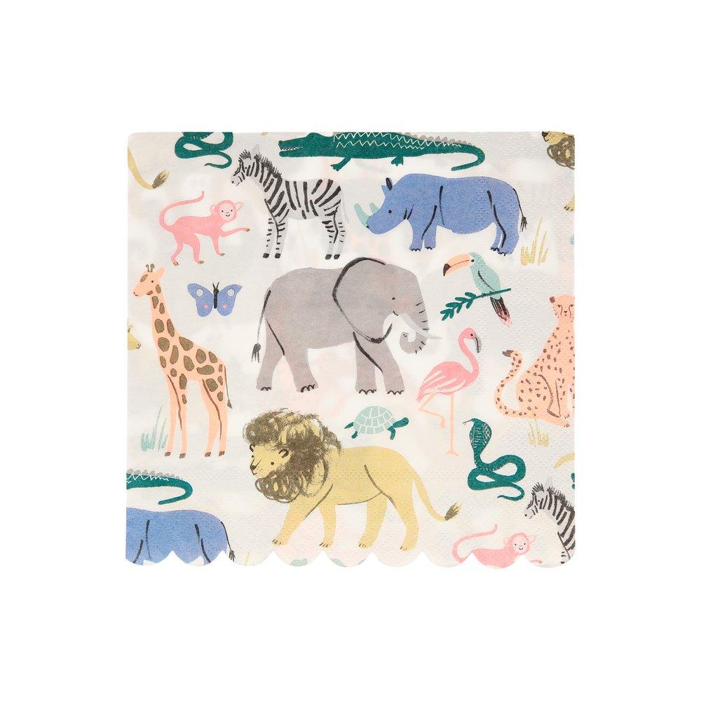 Meri Meri Party Safari Animal Large Napkins - bubblegum market