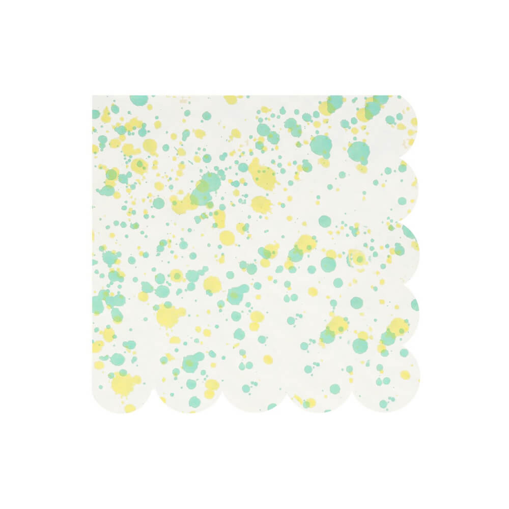meri-meri-party-paint-splattered-speckled-large-napkins-yellow-mint-green