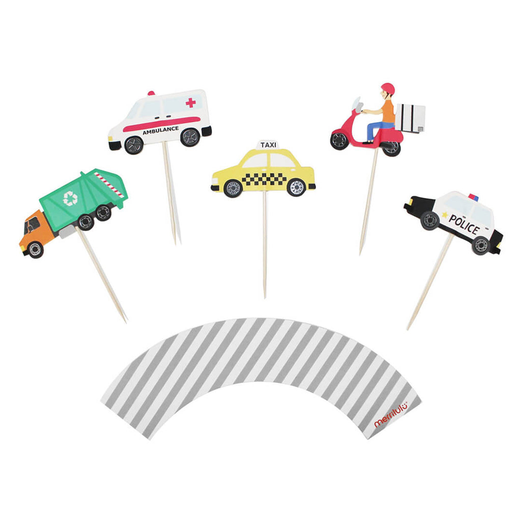 merrilulu-transportation-party-cupcake-toppers-assorted-vehicles-recycling-truck-ambulance-taxi-motorcycle-police-car