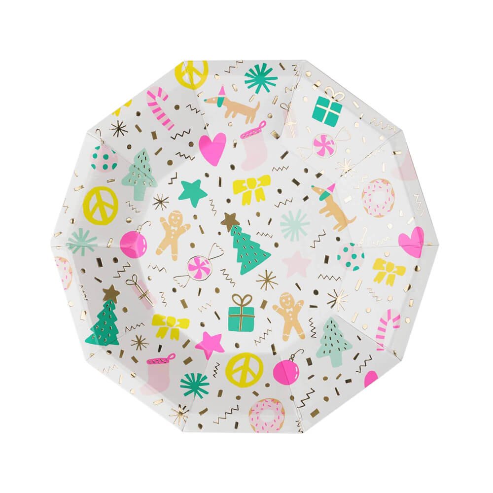 Merry + Bright Christmas Holiday Plates 7.5" - bubblegum market