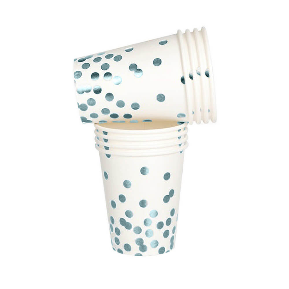 Metallic Blue Confetti Party Cups - bubblegum market