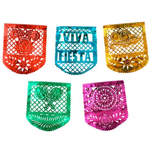 Metallic Mexican Fiesta Party Flags
