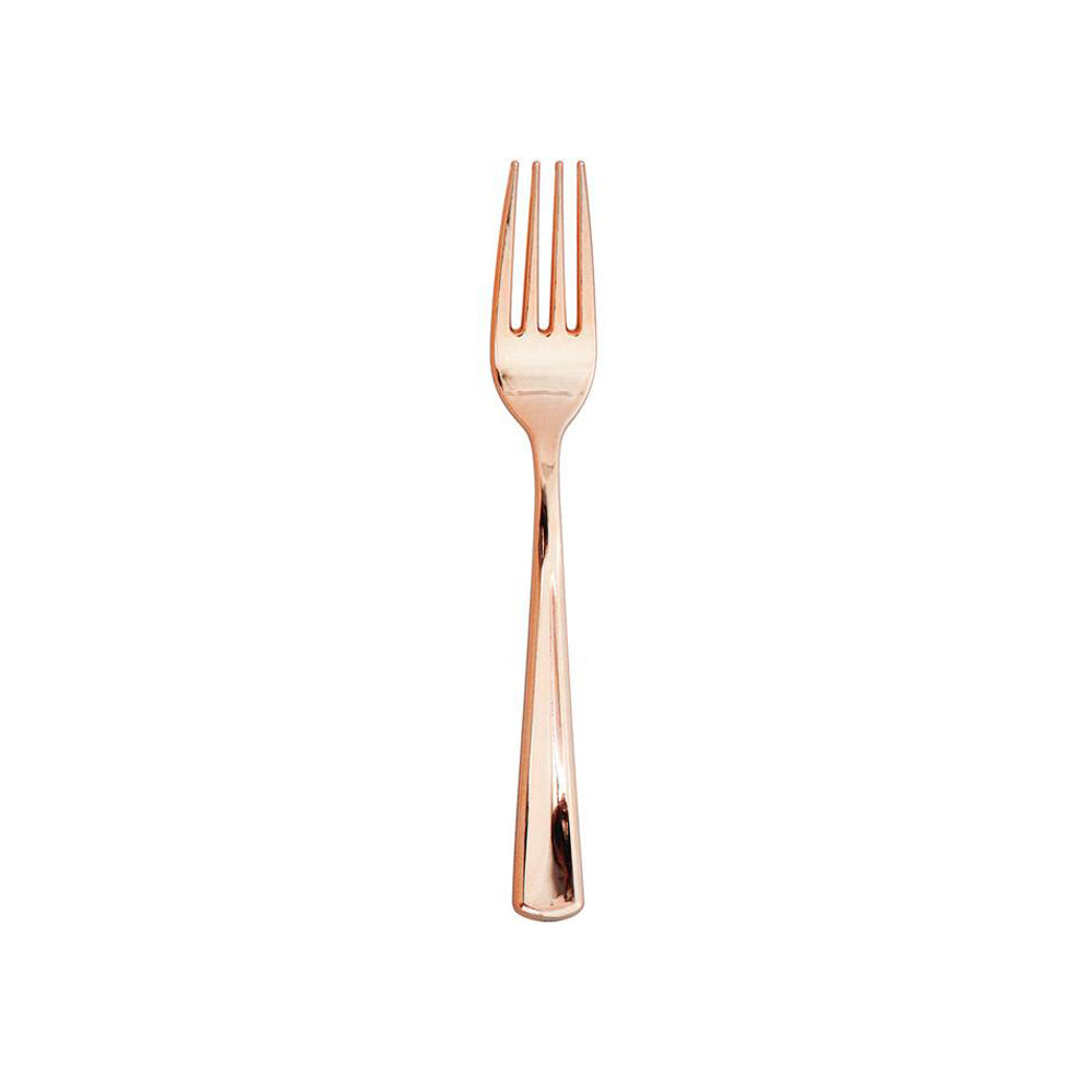 Metallic Rose Gold Plastic Forks 24ct