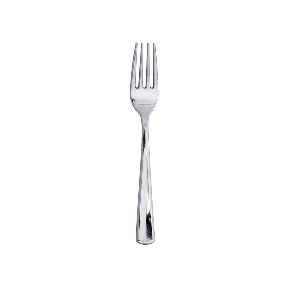 Metallic Silver Plastic Forks 24ct